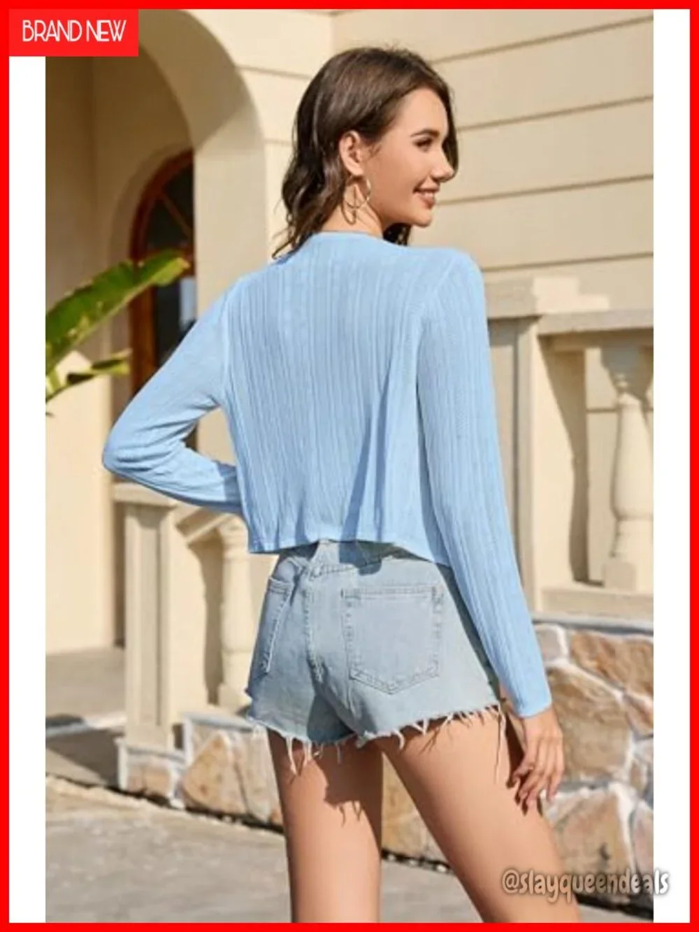 Striped Knit Tie Front Cropped Cardigan Long Sleeve Open Front Crop Top